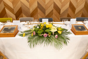 Top table flowers and scrolls